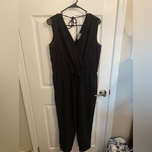 LOFT Elegant Black V-Neck Jumpsuit